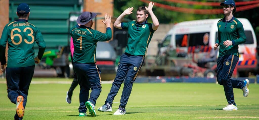Josh Little celebrates