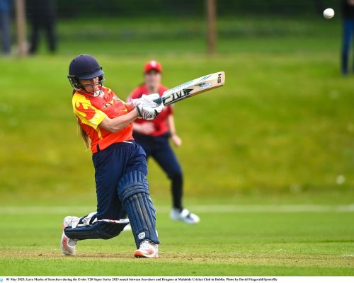 01 May 2023; Lara Maritz of Scorchers during the Evoke T20 Super Series 2023 match between Scorchers and Dragons at Malahide Cricket Club in Dublin. Photo by David Fitzgerald/Sportsfile