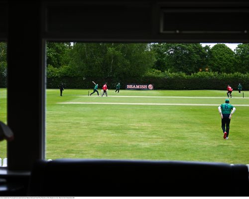 15 May 2023; A general view of action during the Cricket Ireland Inter-Provincial Series match between Munster Reds and North West Warriors at The Mardyke in Cork. Photo by Eóin Noonan/Sportsfile