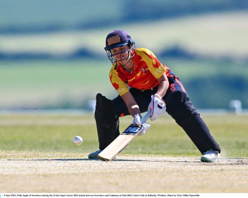 5 June 2023; Polly Inglis of Scorchers during the Evoke Super Series 2023 match between Scorchers and Typhoons at Oak Hill Cricket Club in Kilbride, Wicklow. Photo by Tyler Miller/Sportsfile