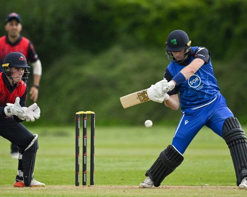 16 May 2023; Lorcan Tucker of Leinster Lightning during the CI Inter-Provincial Series 2023 match between Leinster Lightning and Northern Knights at Pembroke Cricket Club in Dublin. Photo by Brendan Moran/Sportsfile *** NO REPRODUCTION FEE ***